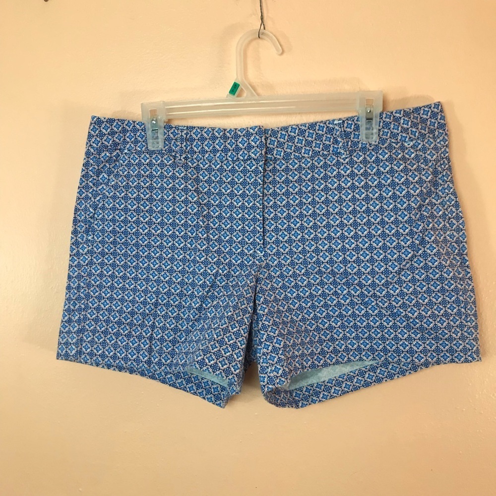Land N Sea Blue Orange Geometric Print Flat Front Shorts Women 12